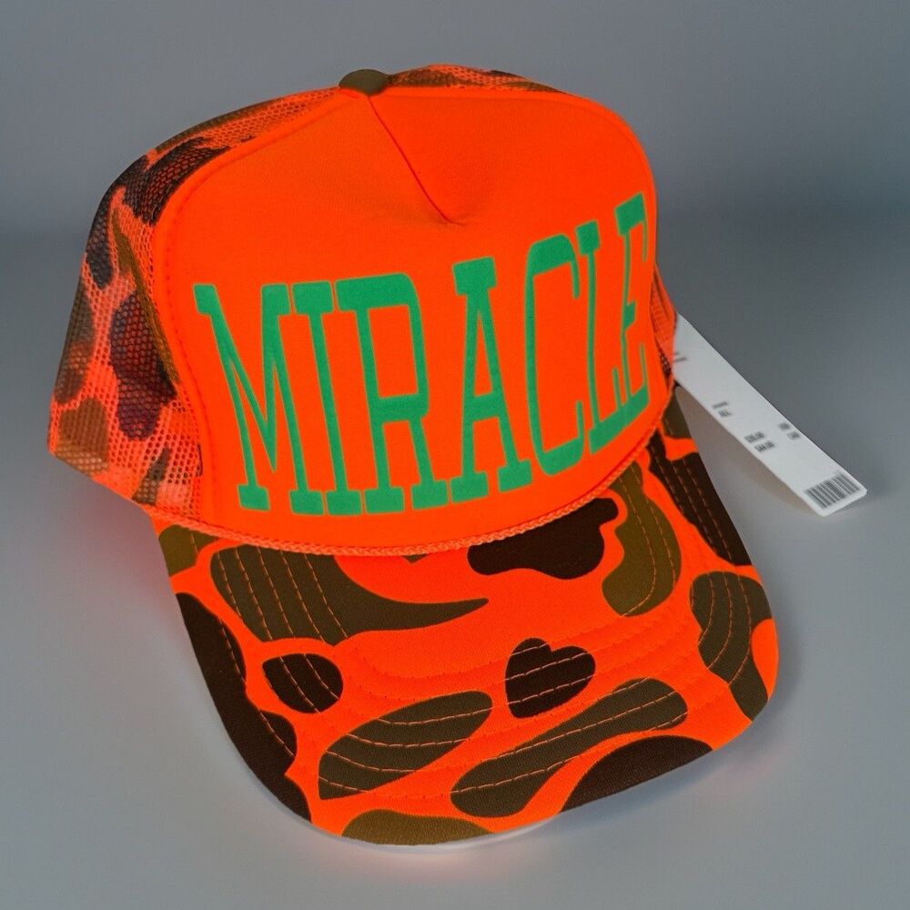 Miracle Camo Trucker Hat Neon Orange Adjustable Snapback Ball Cap NWT Ascot Hart
